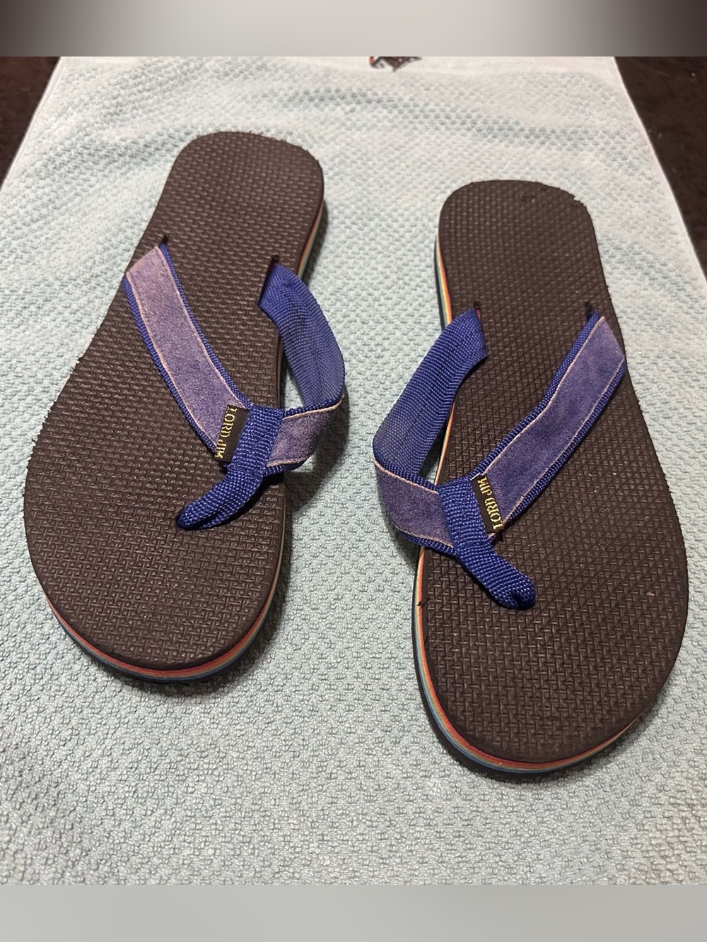 Vintage Royal Jim rainbow flip flops